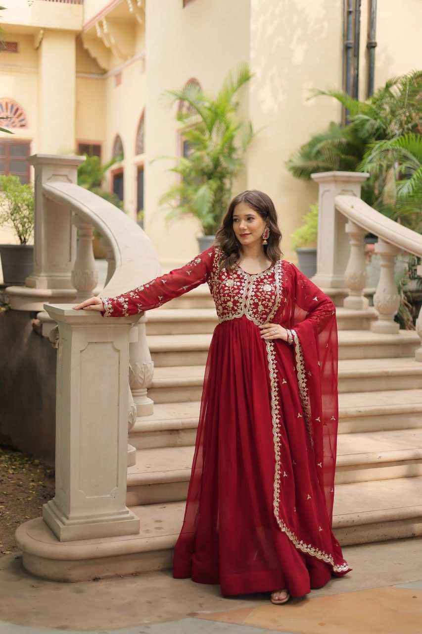 Faux Blooming Embroidery Gown