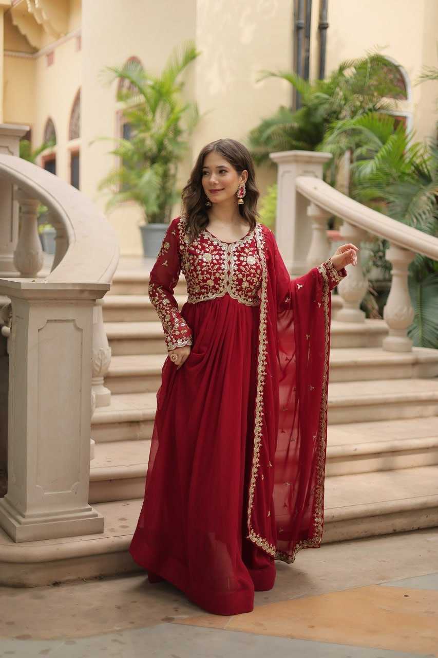 Faux Blooming Embroidery Gown