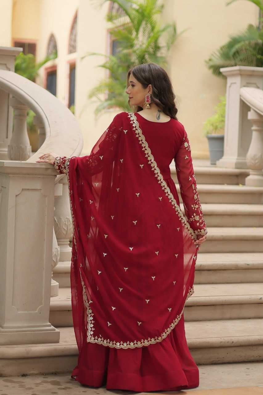 Faux Blooming Embroidery Gown