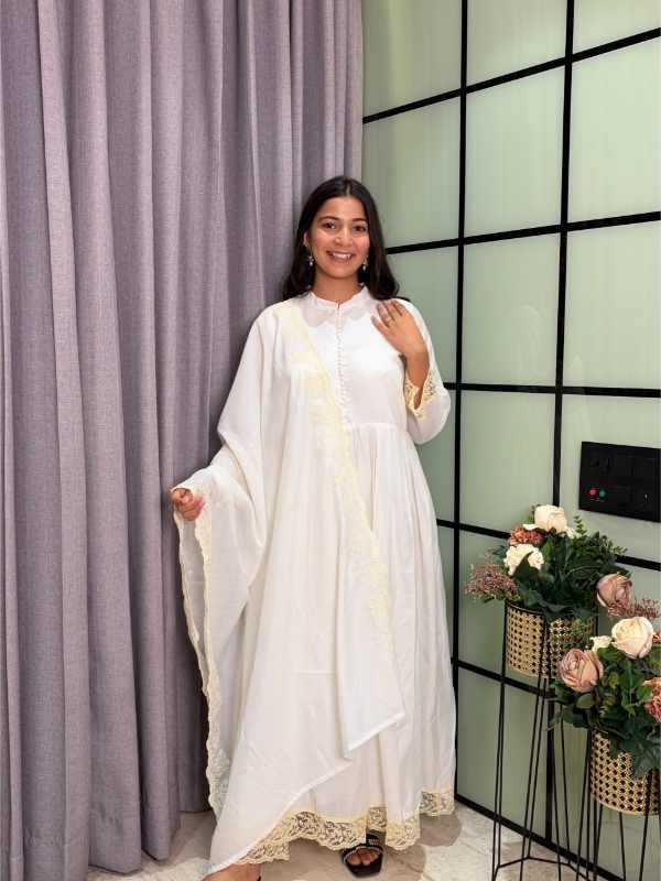 Heavy Roman Silk Anarkali Gown
