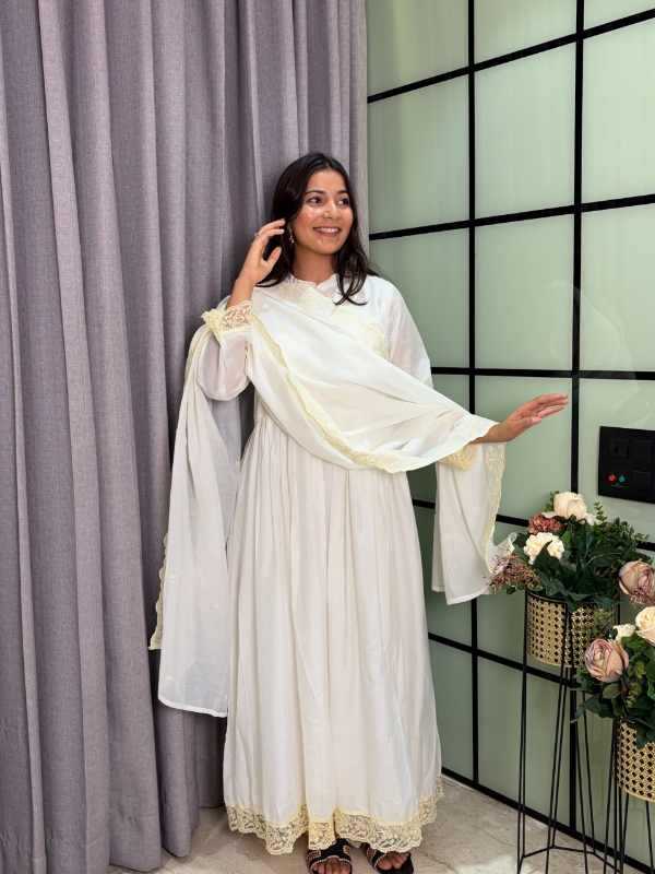 Heavy Roman Silk Anarkali Gown