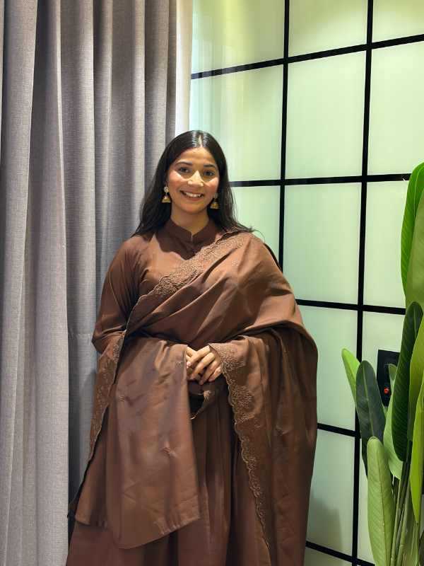 Heavy Roman Silk Anarkali Gown