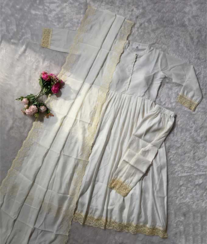 Heavy Roman Silk Anarkali Gown