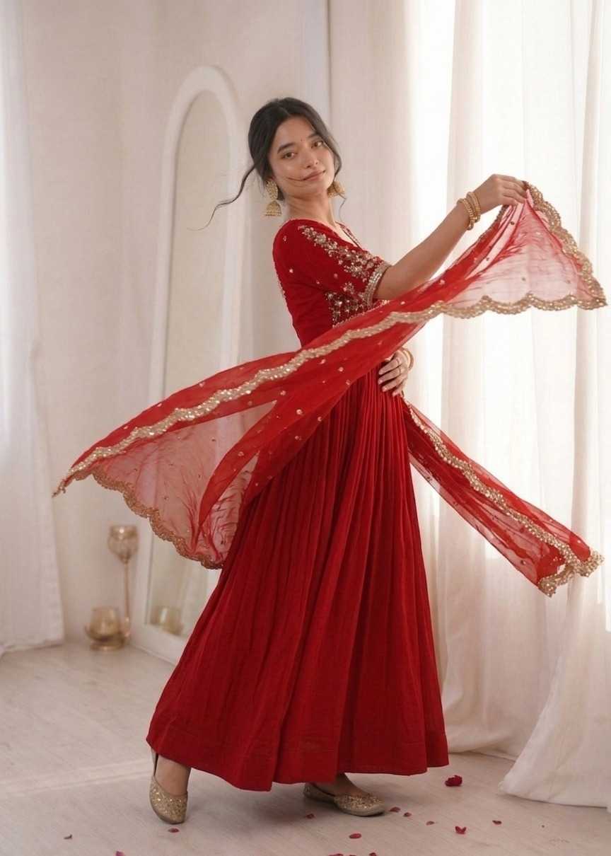 Faux Blooming Embroidery Gown