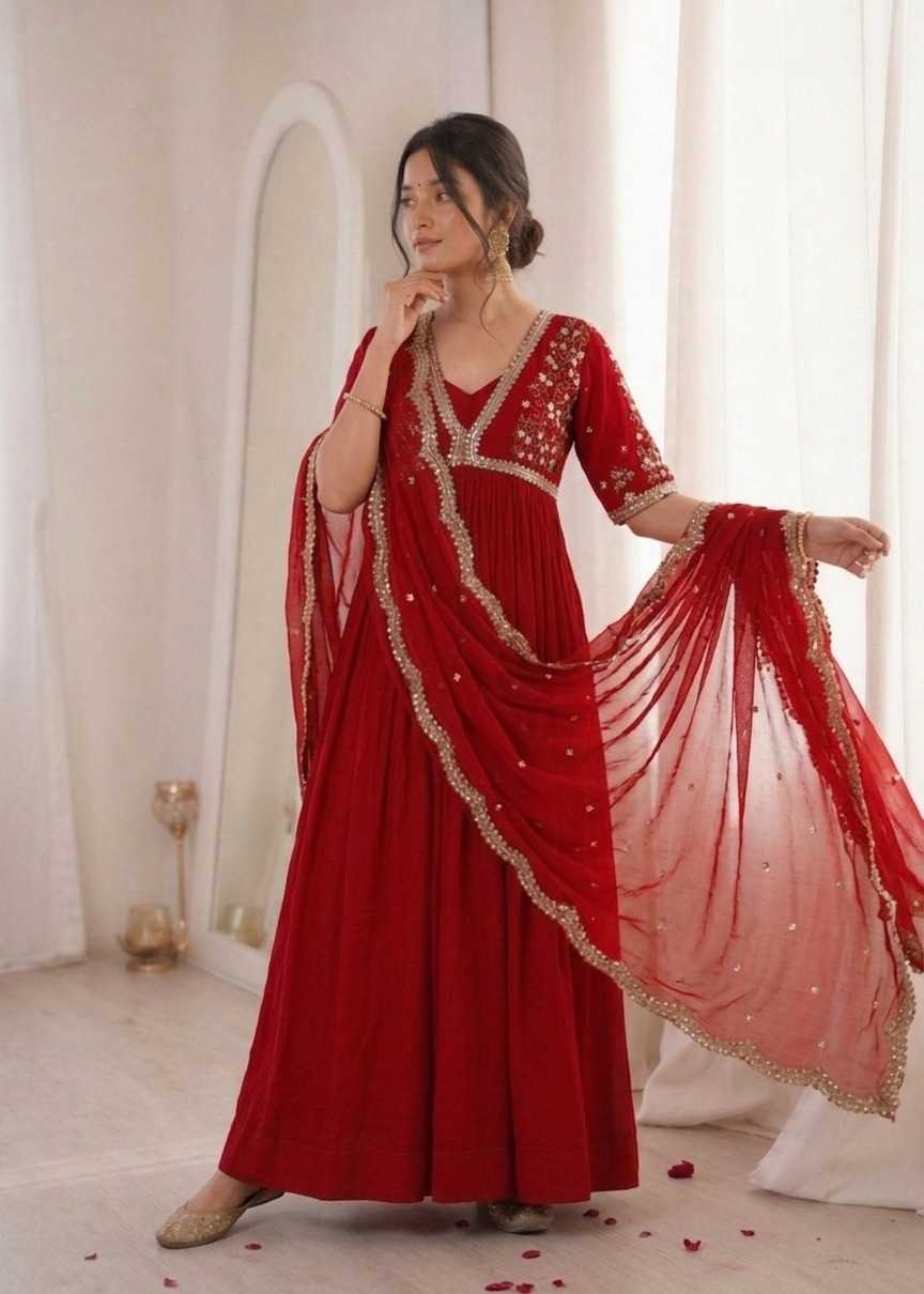 Faux Blooming Embroidery Gown