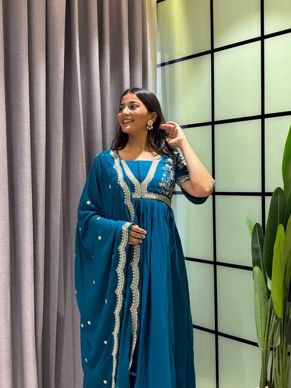 Faux Blooming Embroidery Gown