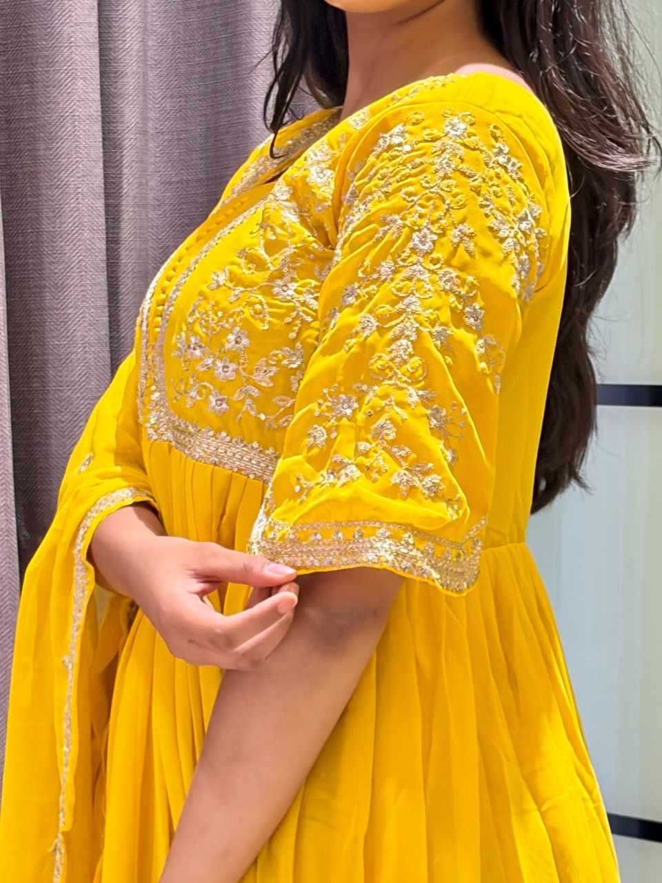 Faux Blooming Embroidery Gown