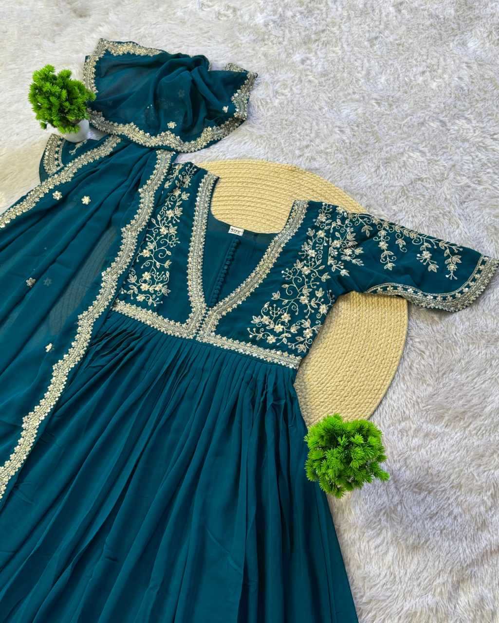 Faux Blooming Embroidery Gown