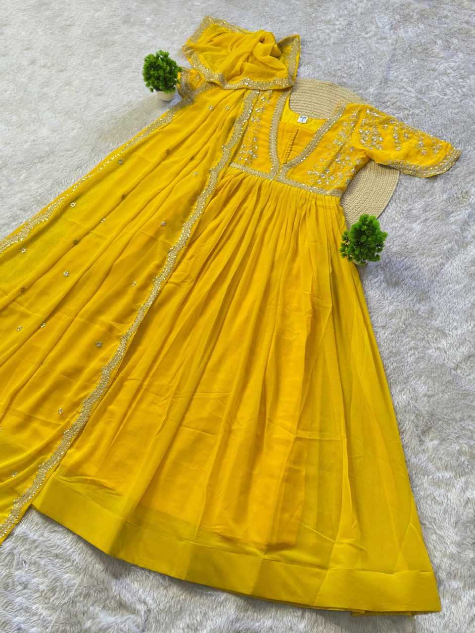 Faux Blooming Embroidery Gown