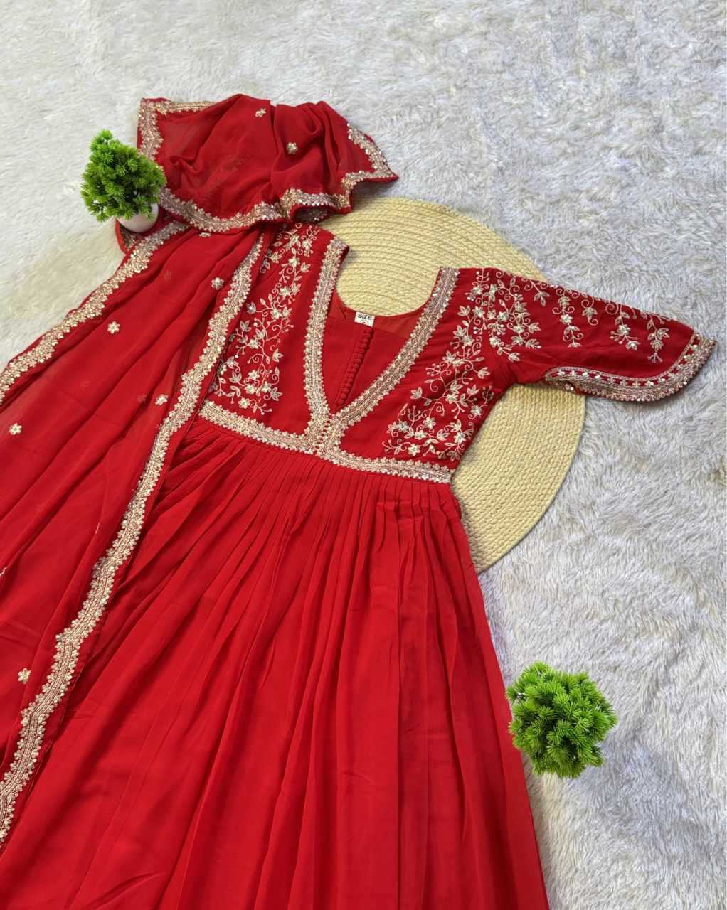 Faux Blooming Embroidery Gown
