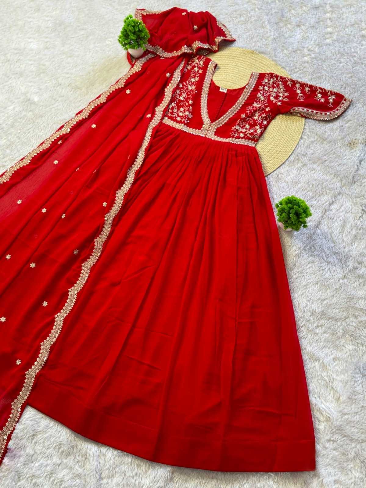 Faux Blooming Embroidery Gown