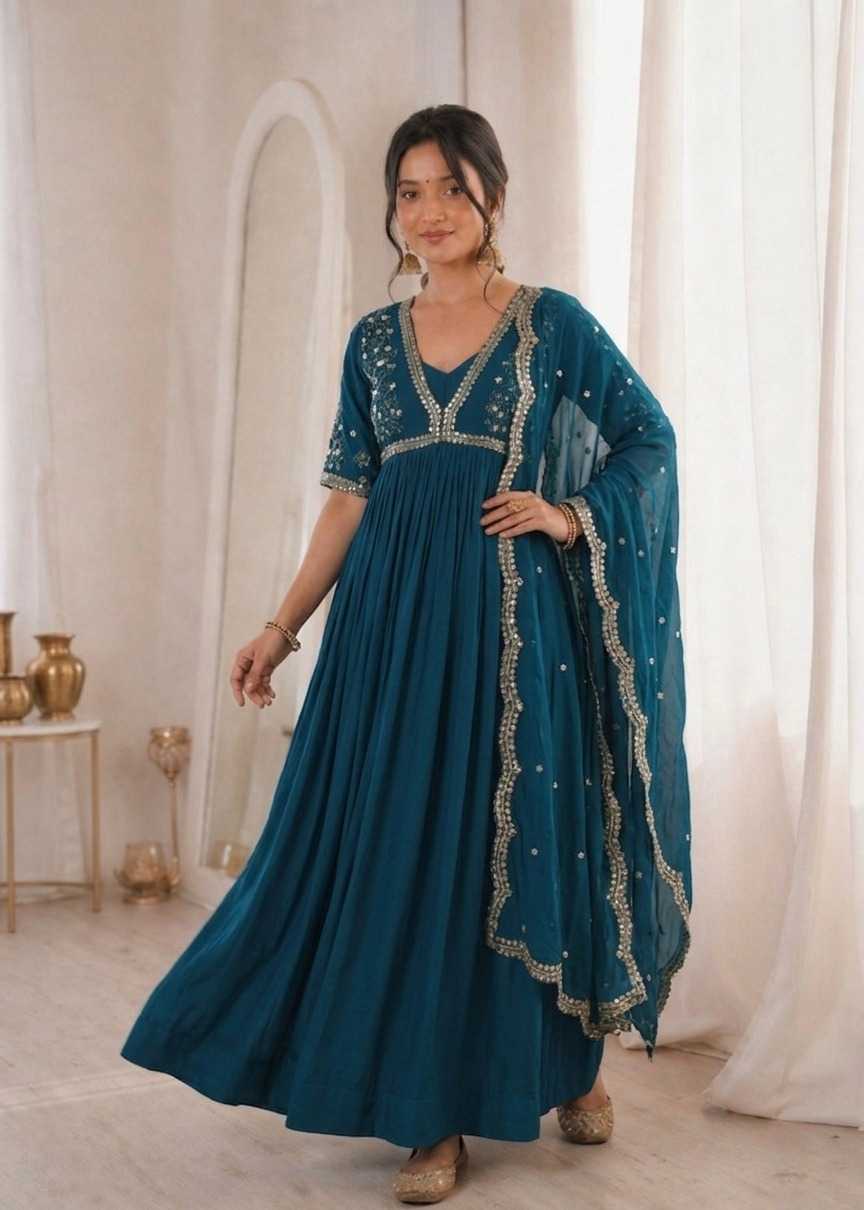 Faux Blooming Embroidery Gown