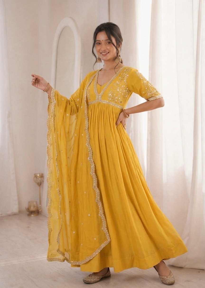 Faux Blooming Embroidery Gown