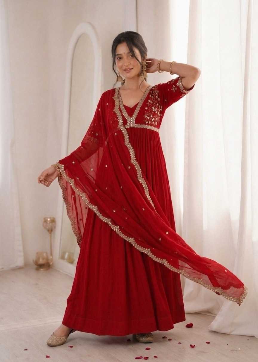 Faux Blooming Embroidery Gown