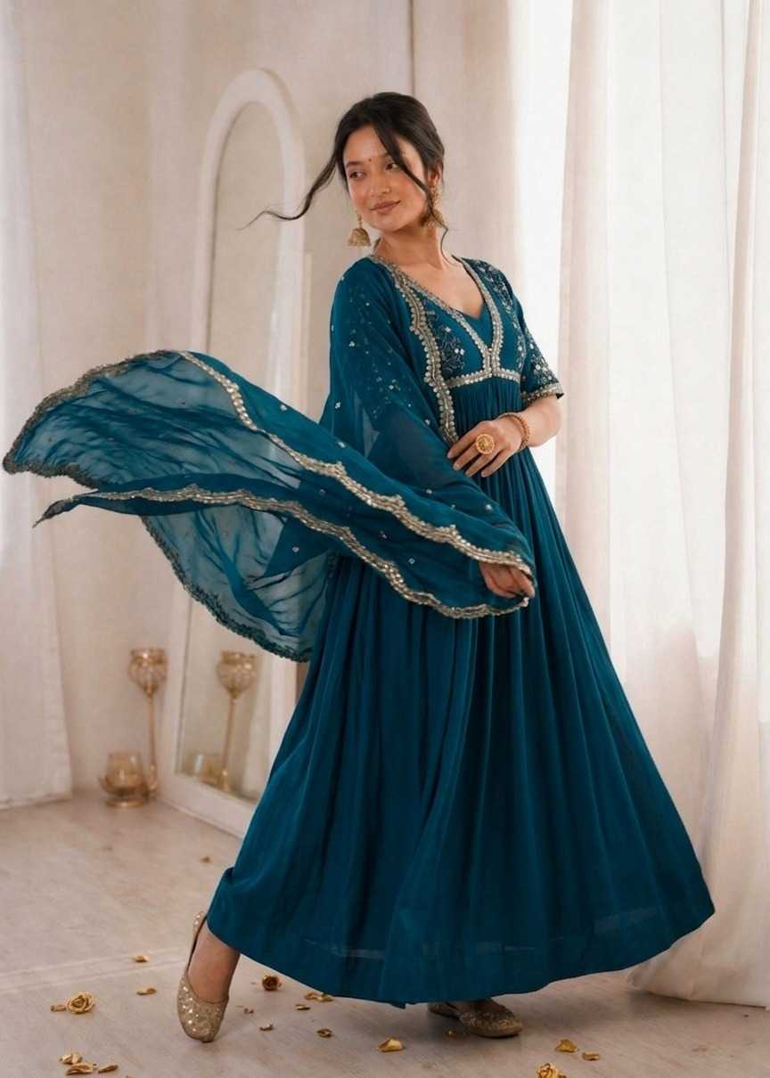 Faux Blooming Embroidery Gown