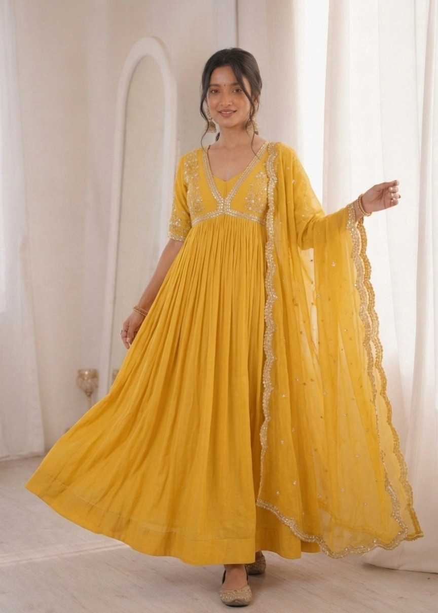 Faux Blooming Embroidery Gown