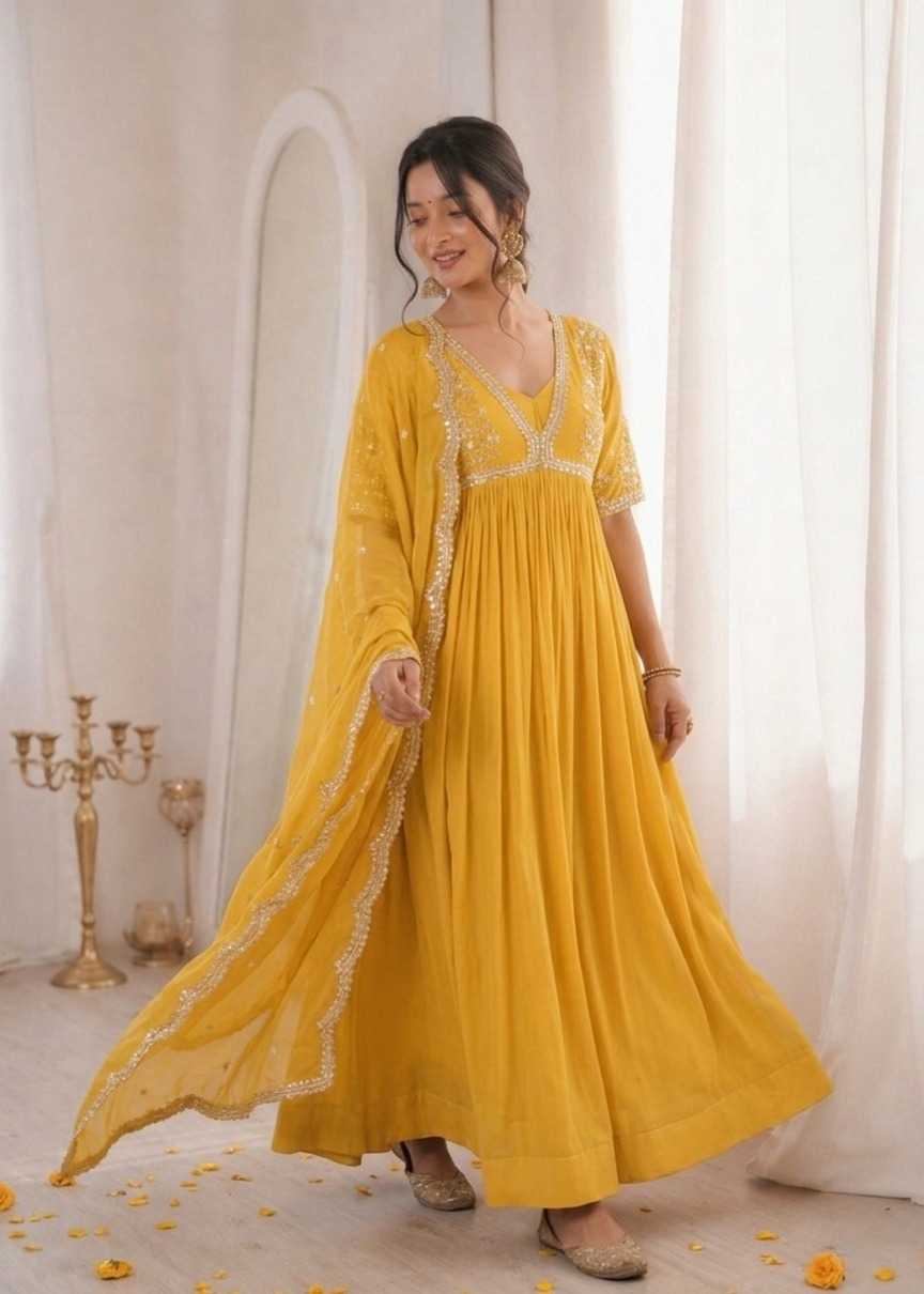 Faux Blooming Embroidery Gown