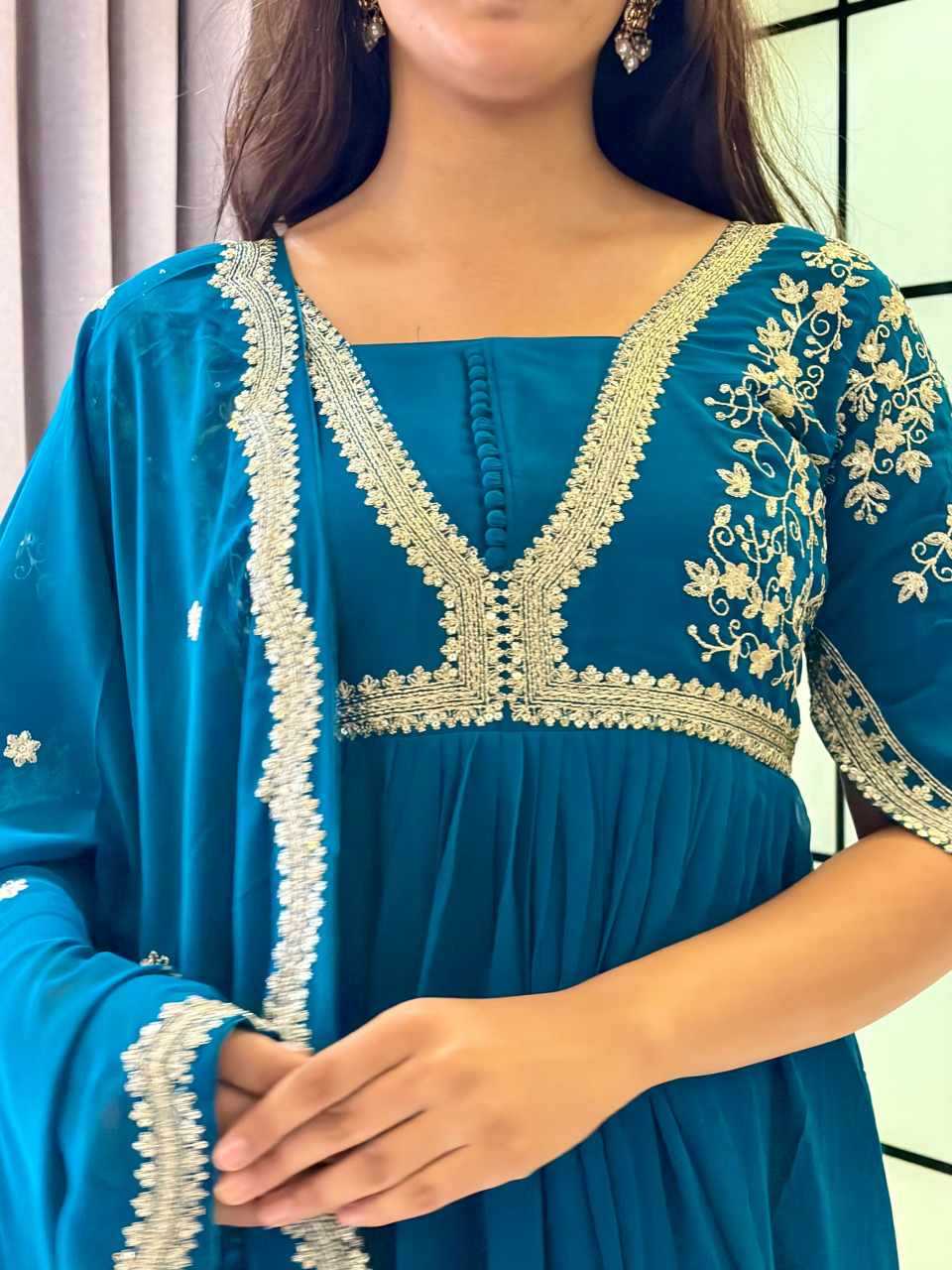 Faux Blooming Embroidery Gown