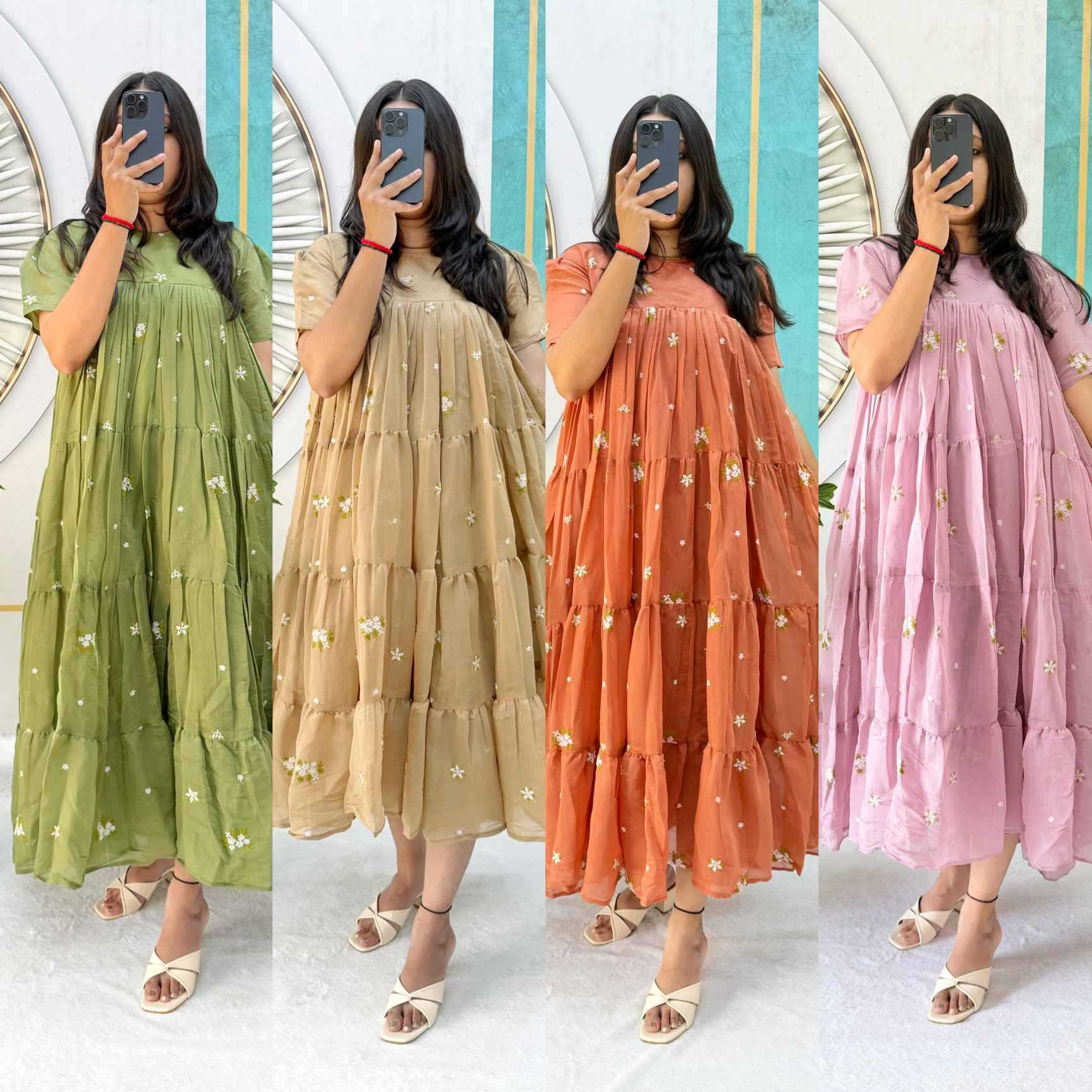 Cotton Cambric Embroidery Gown