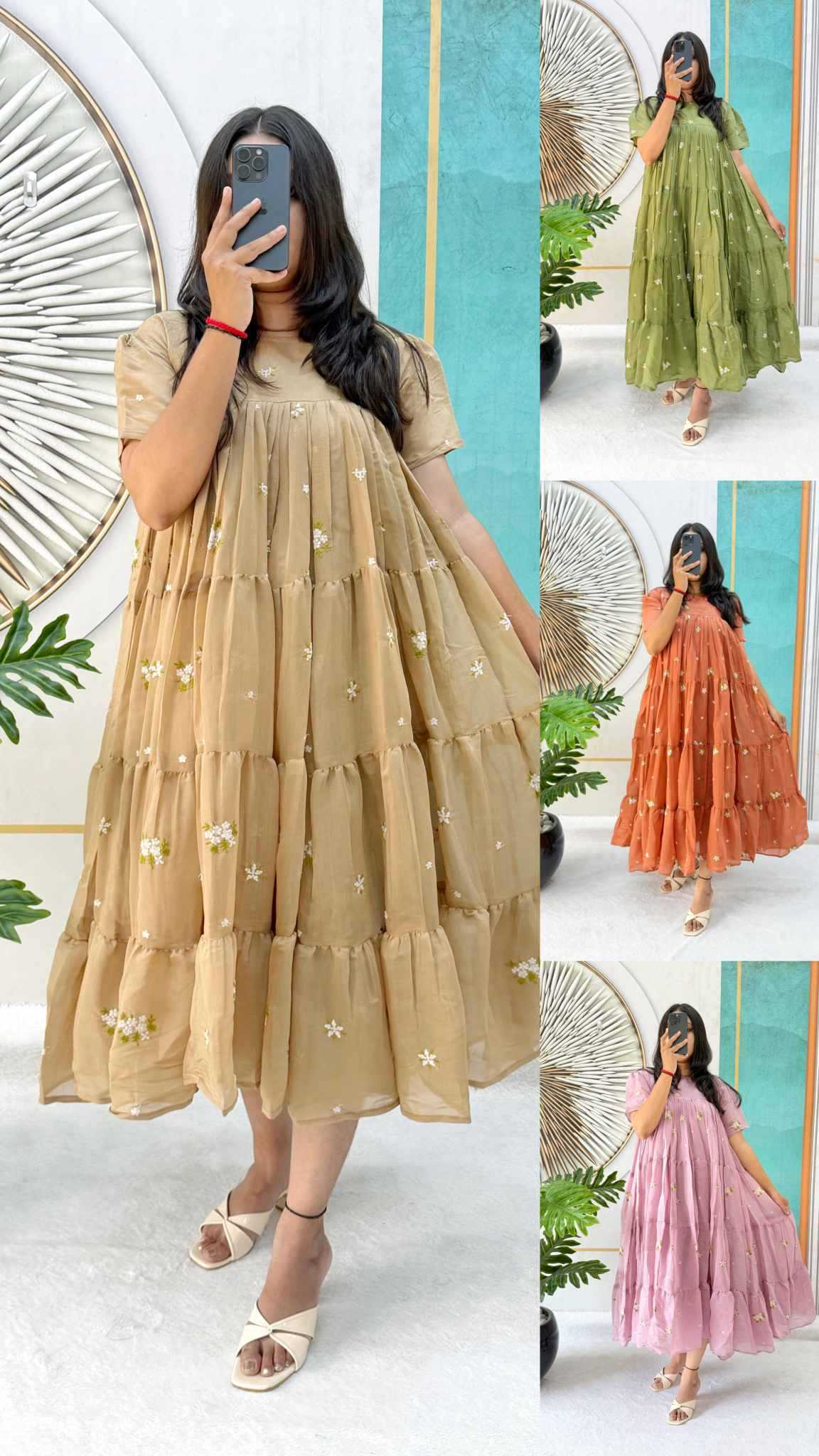 Cotton Cambric Embroidery Gown
