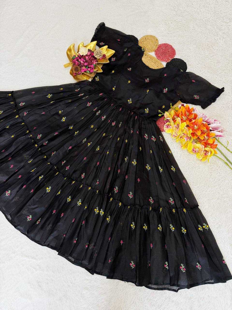 Kota Chex Embroidery Gown