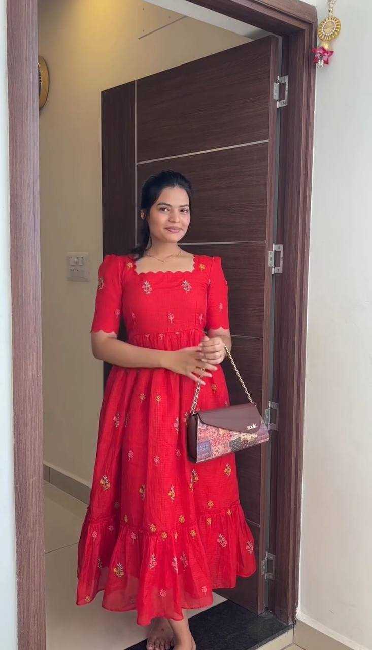 Kota Chex Embroidery Gown
