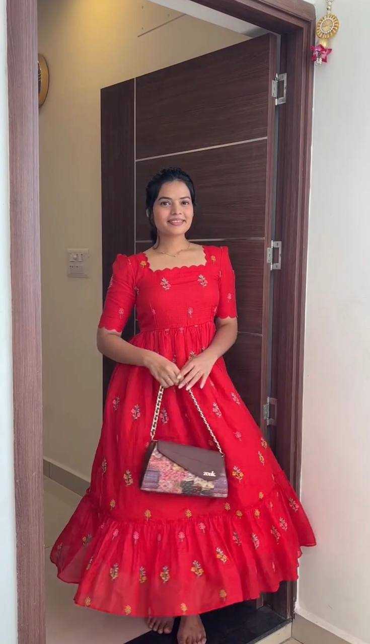 Kota Chex Embroidery Gown