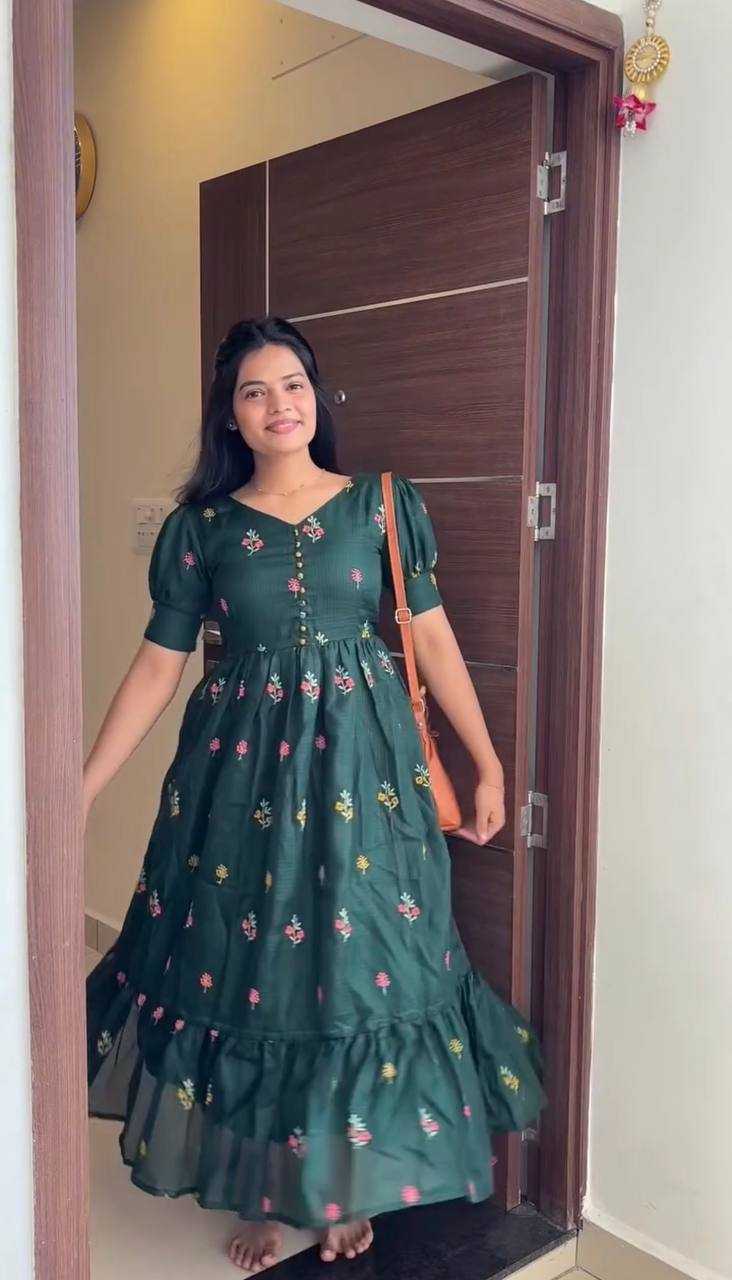 Kota Chex Embroidery Gown