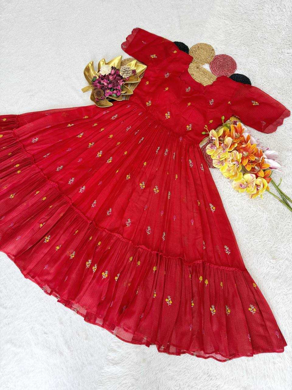 Kota Chex Embroidery Gown