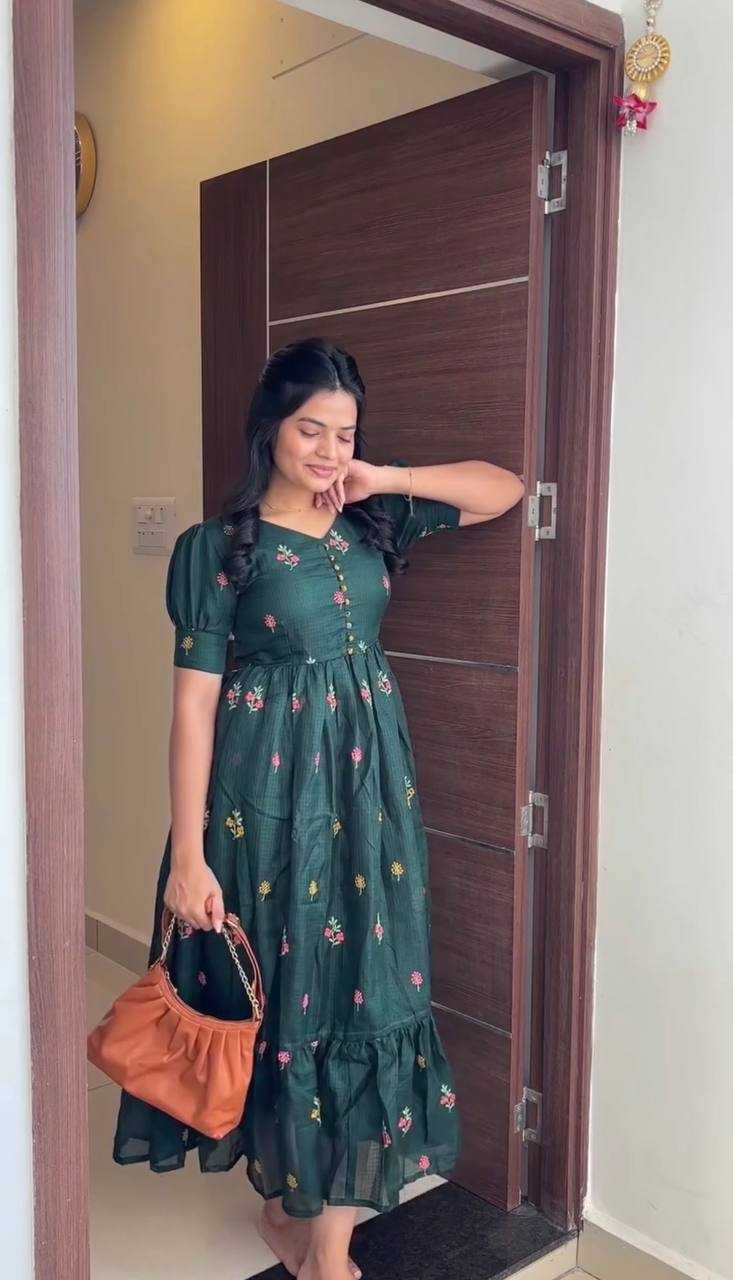 Kota Chex Embroidery Gown