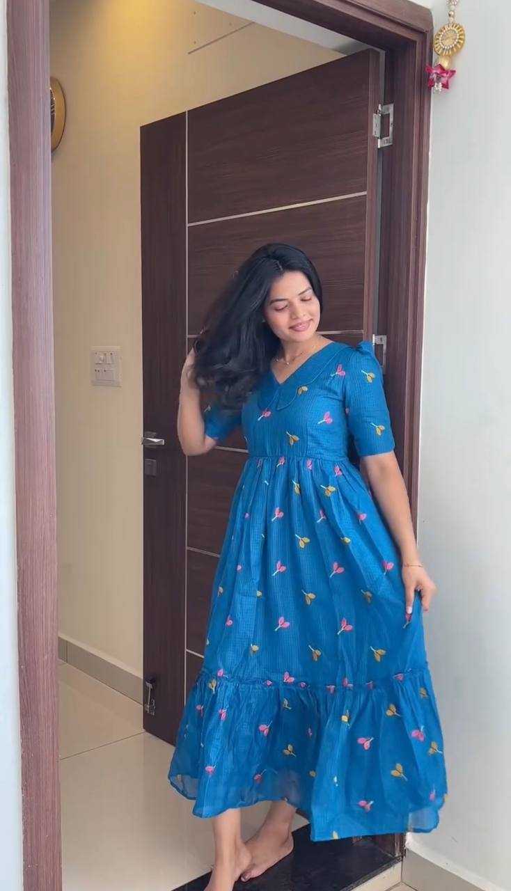 Kota Chex Embroidery Gown