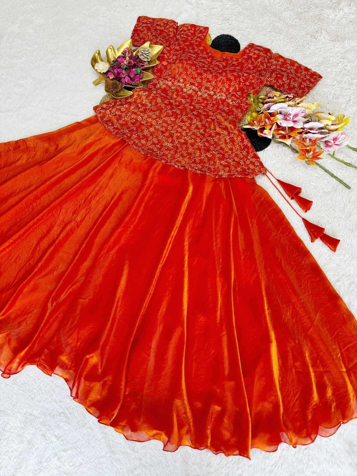 Space Silk Lehenga in Wine