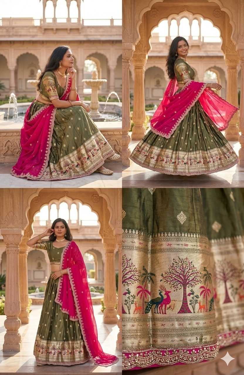 Shimmer Silk Designer Lehenga in Brown
