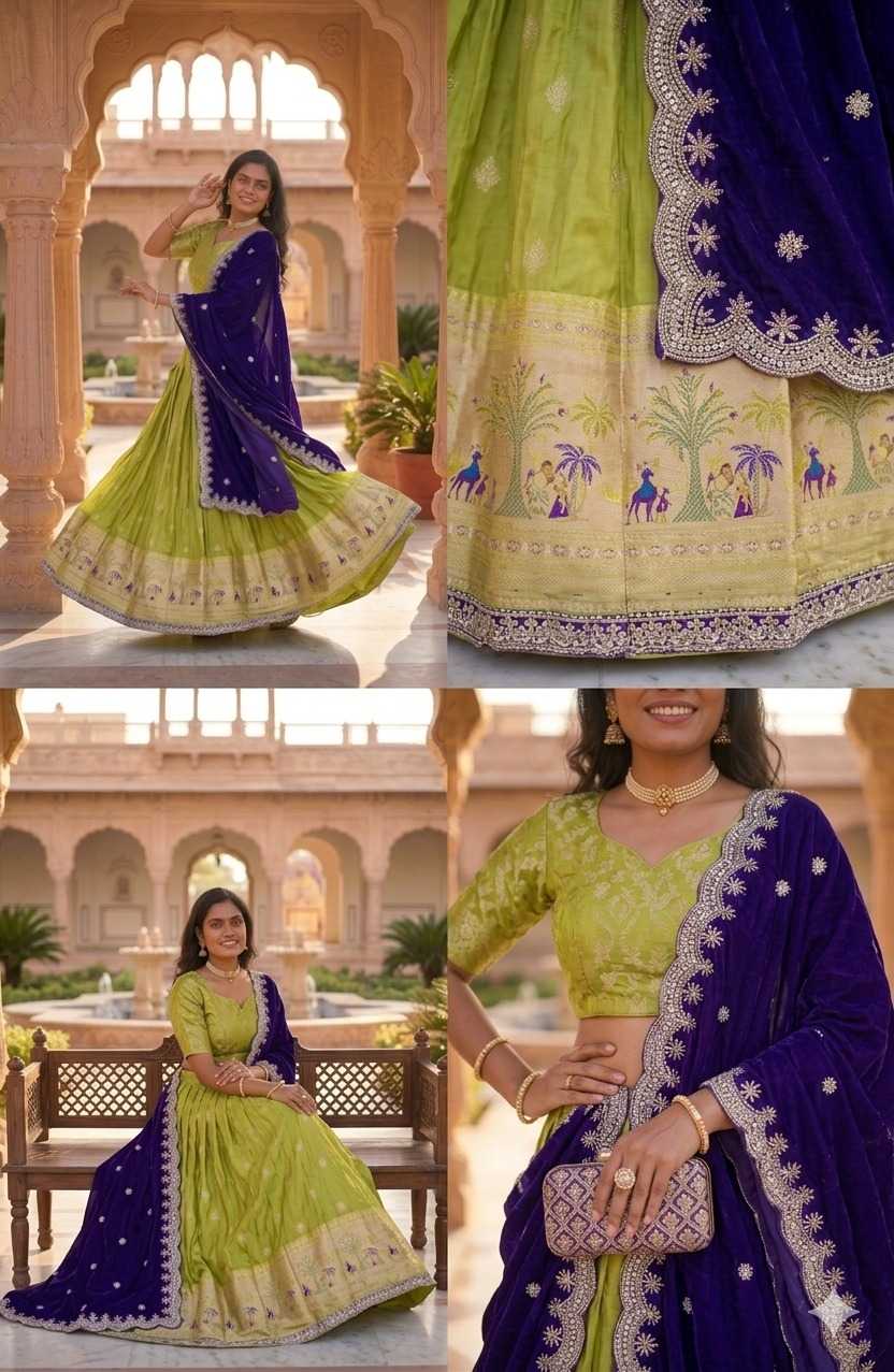 Shimmer Silk Designer Lehenga in Brown