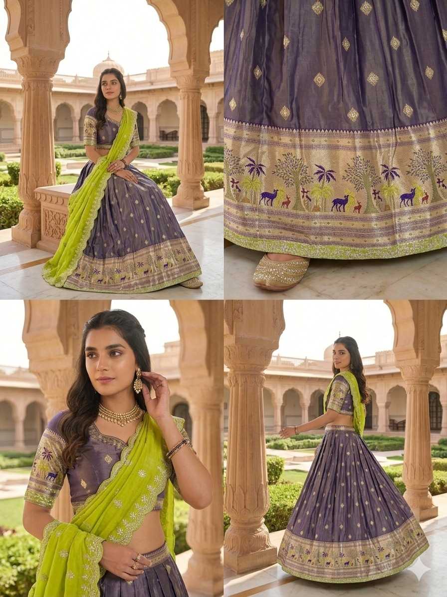 Shimmer Silk Designer Lehenga in Brown