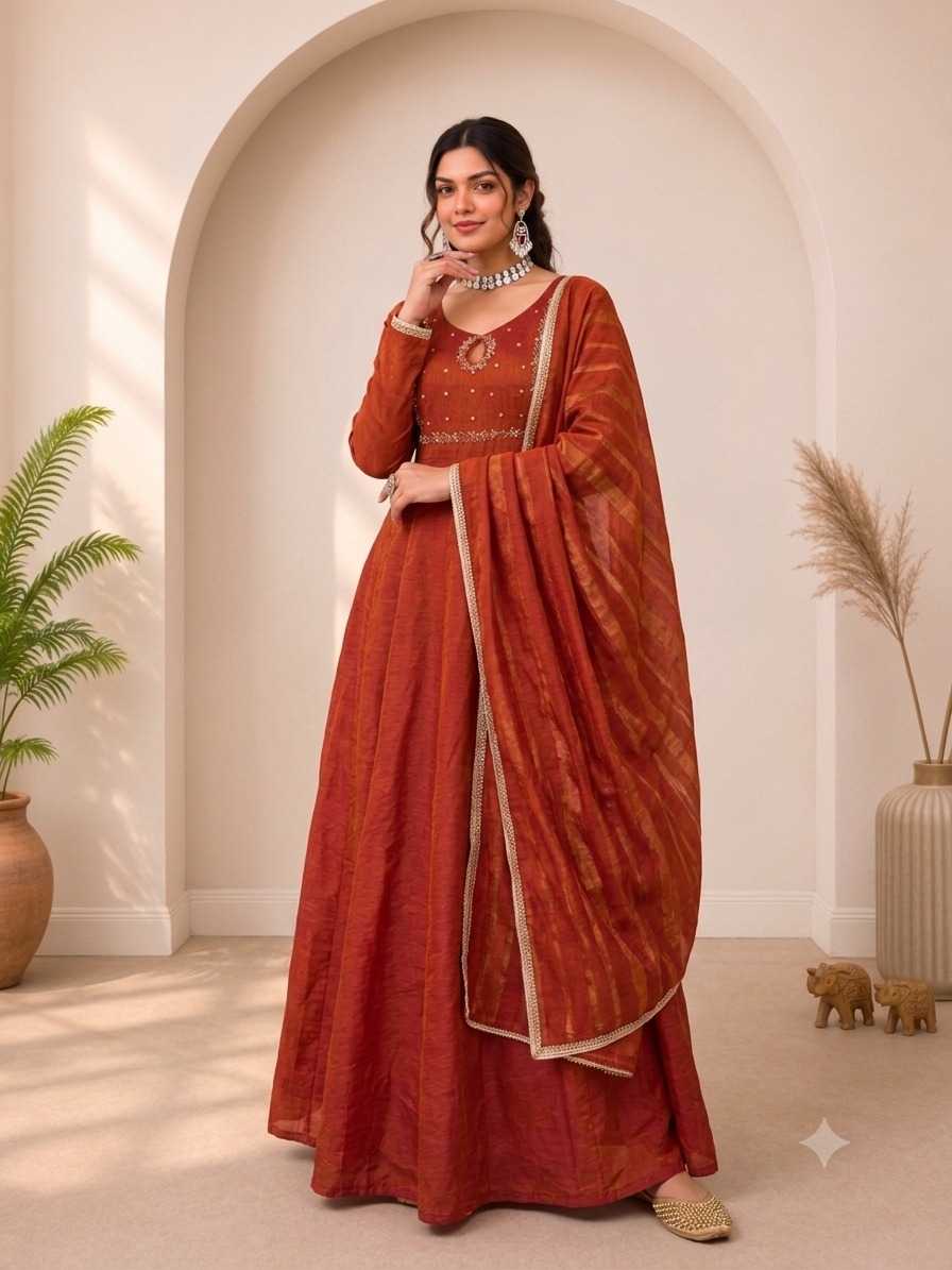Vichitra Silk Party Gown
