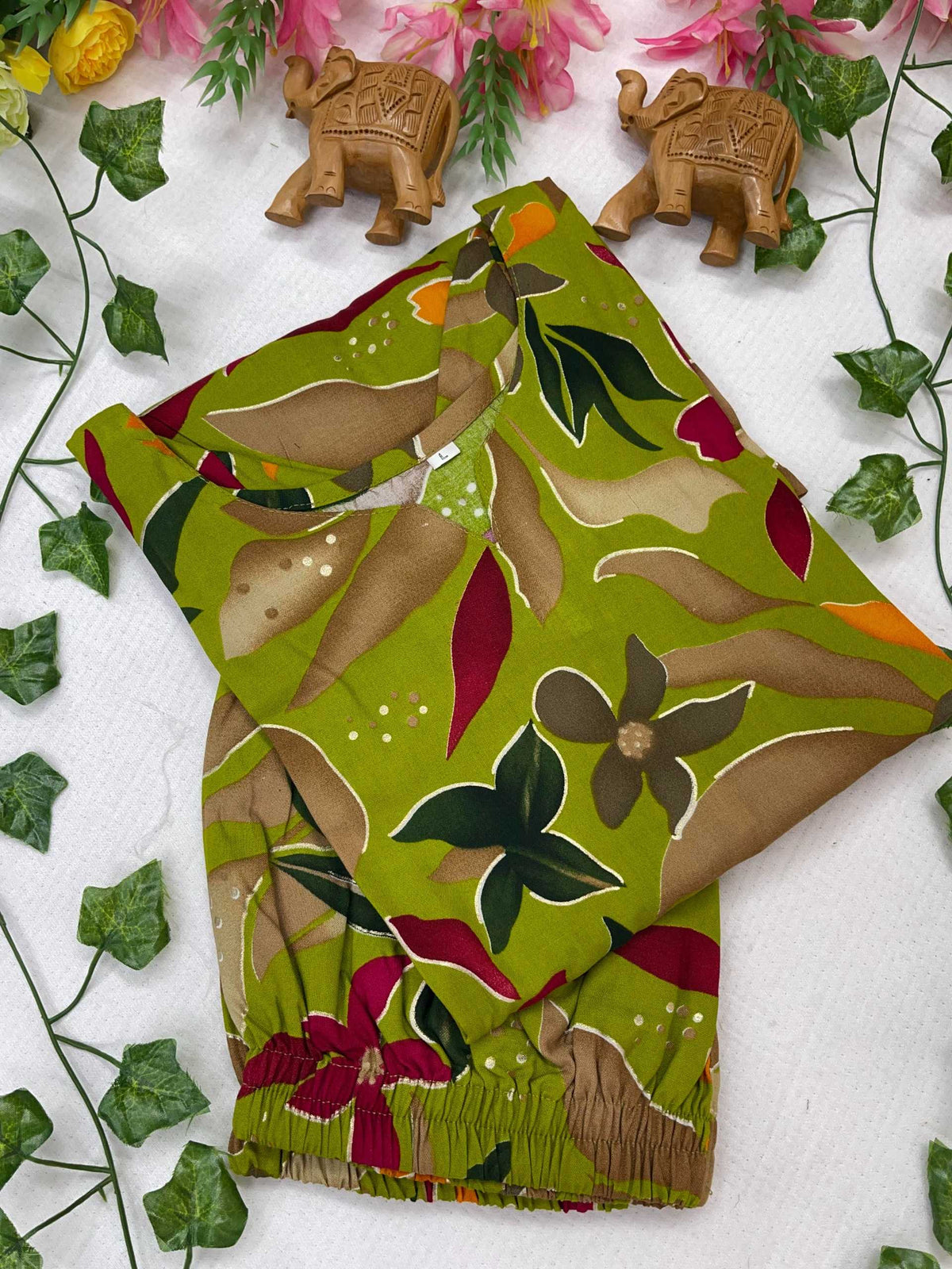 Cotton Printed Kurti in Green