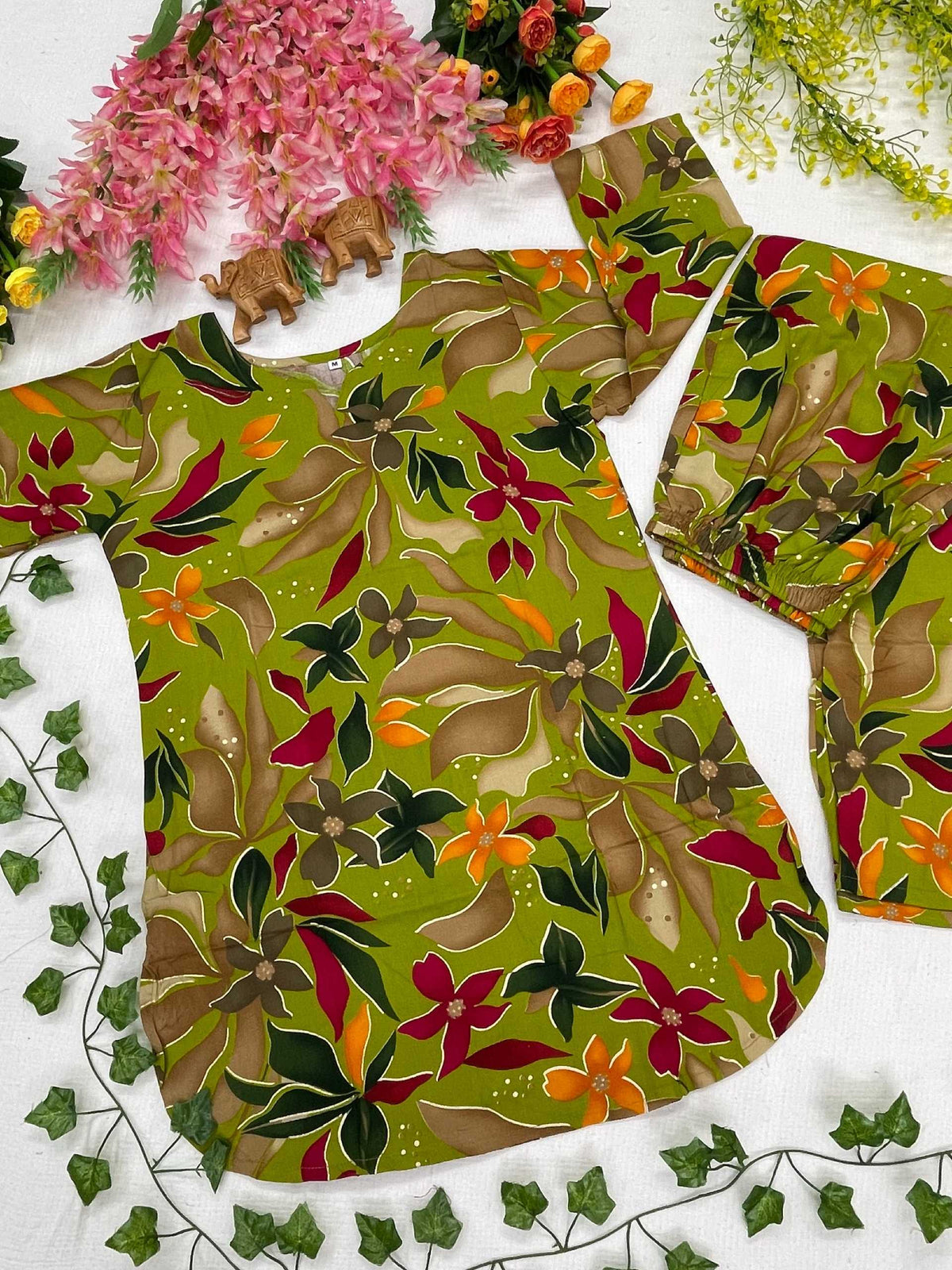 Cotton Printed Kurti in Green