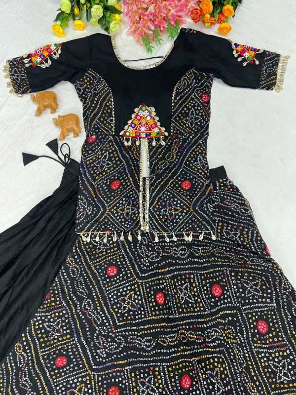 Rayon Printed Lehenga in Blue