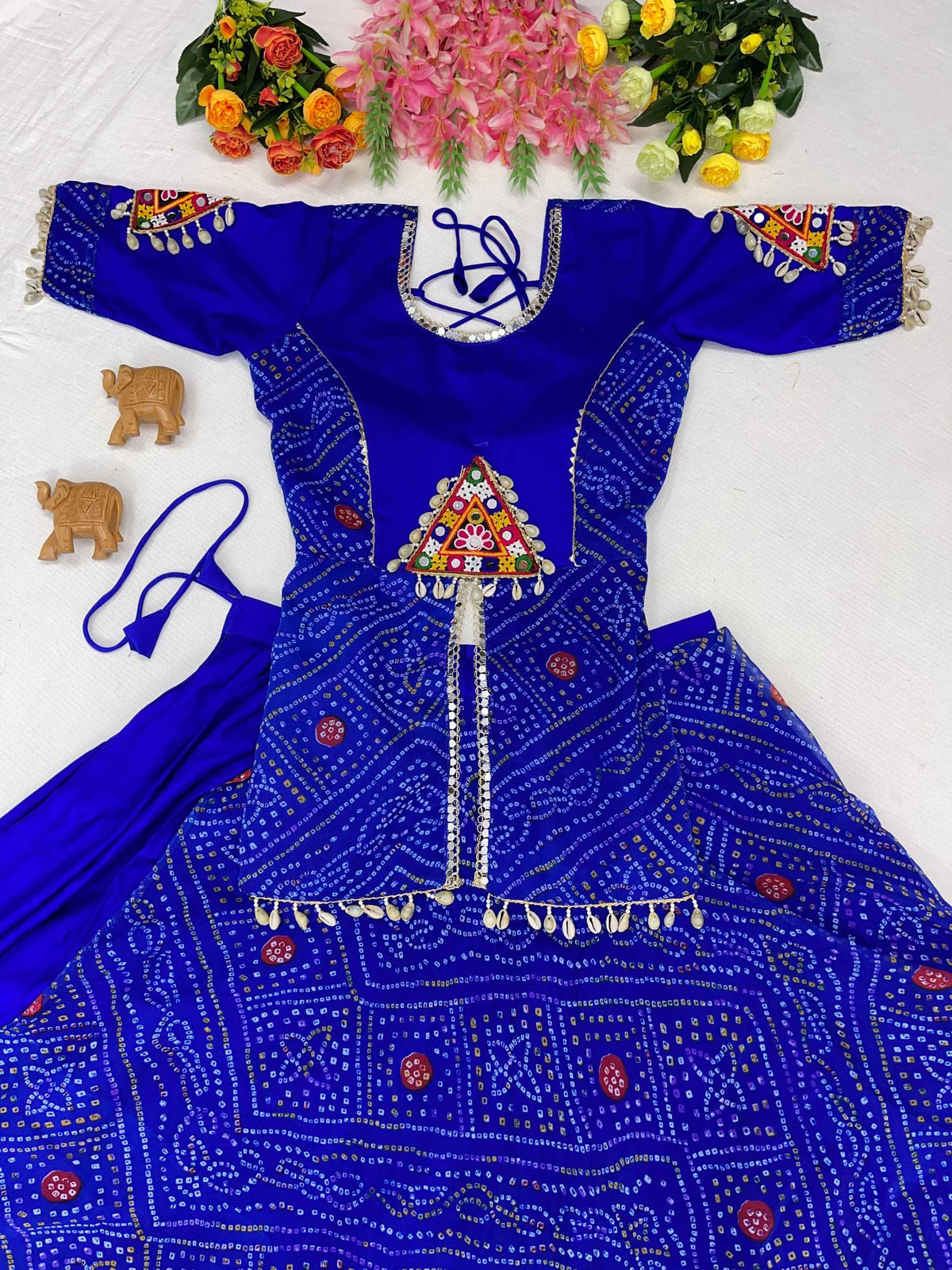 Rayon Printed Lehenga in Red