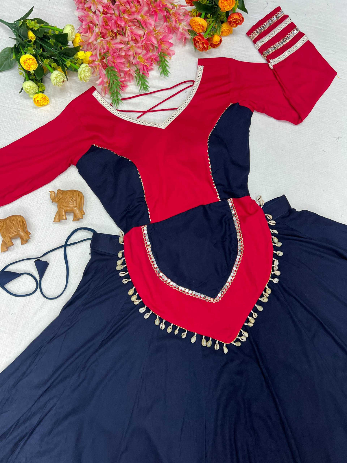 Pure Cotton Traditional Lehenga in Navy Blue