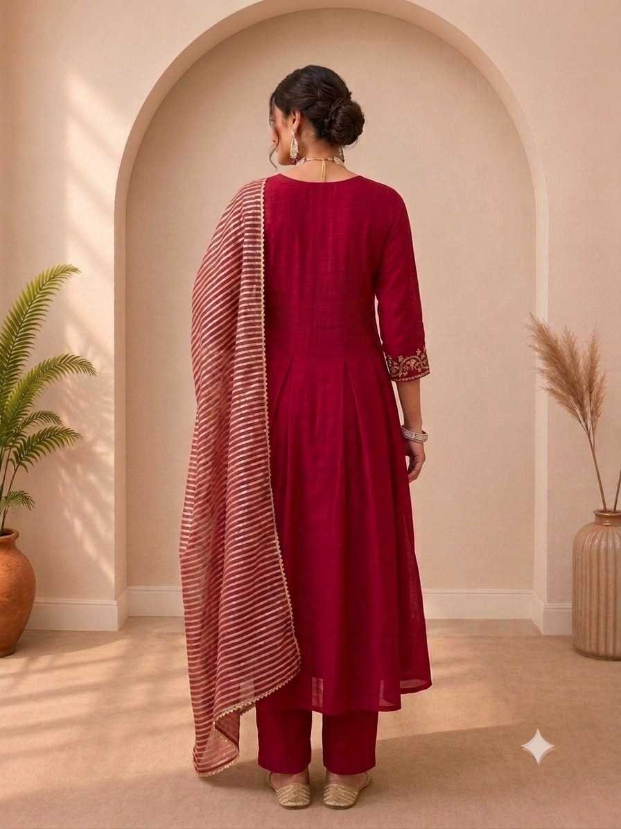 Chanderi Cotton Suit in Blue