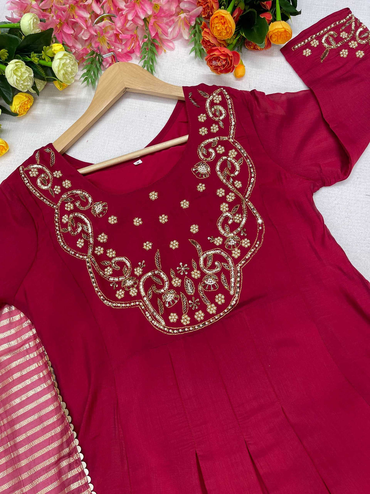 Chanderi Cotton Suit in Blue