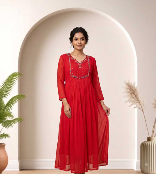 Faux Georgette Designer Kurti in Blue