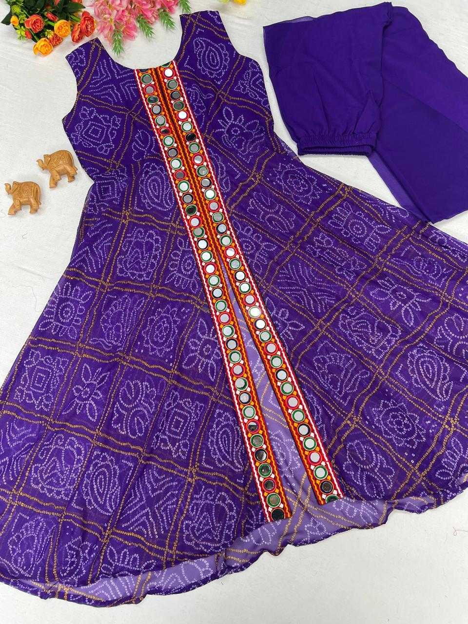 Georgette Printed Suit in Violet