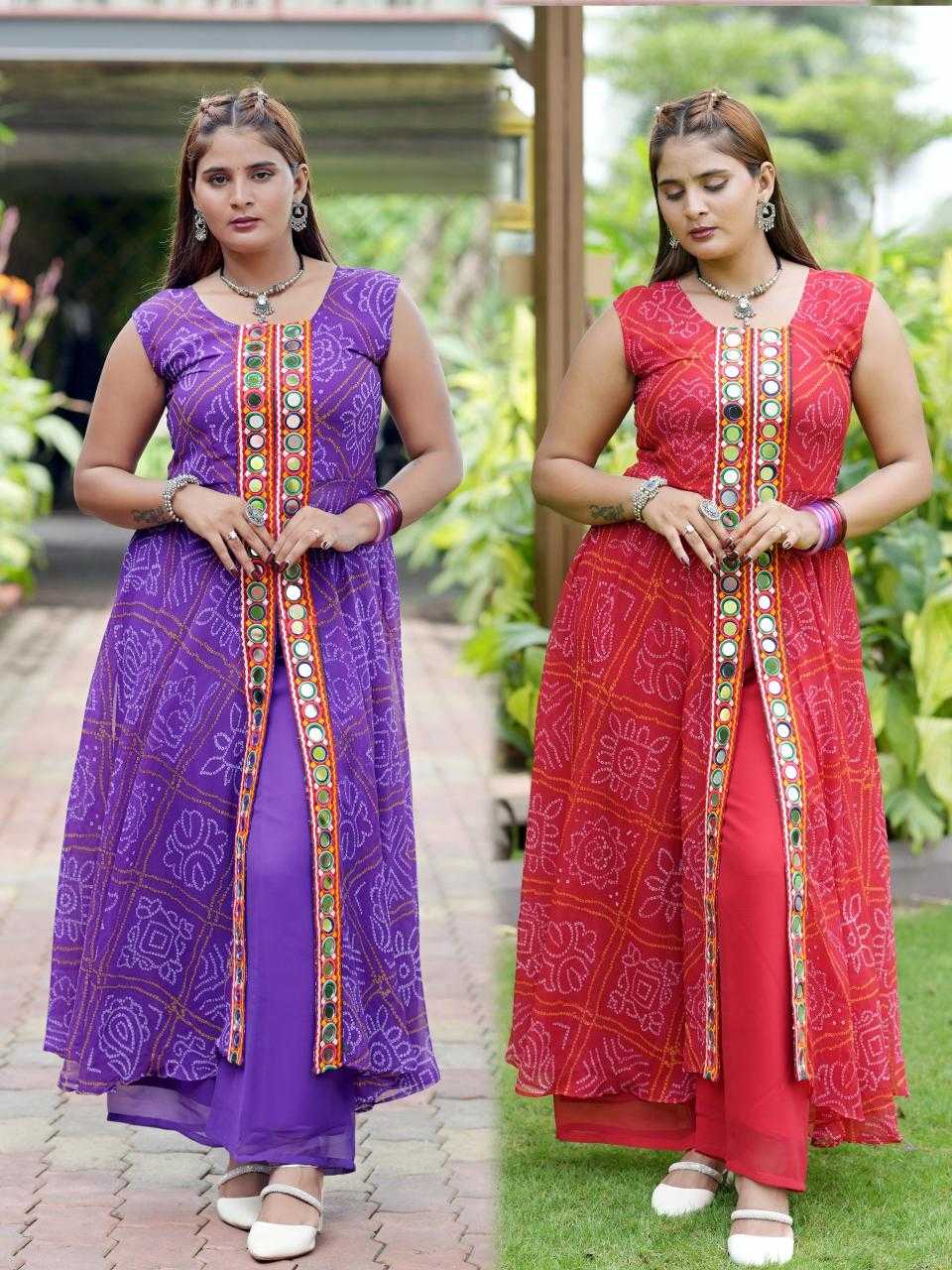 Georgette Printed Suit in Violet
