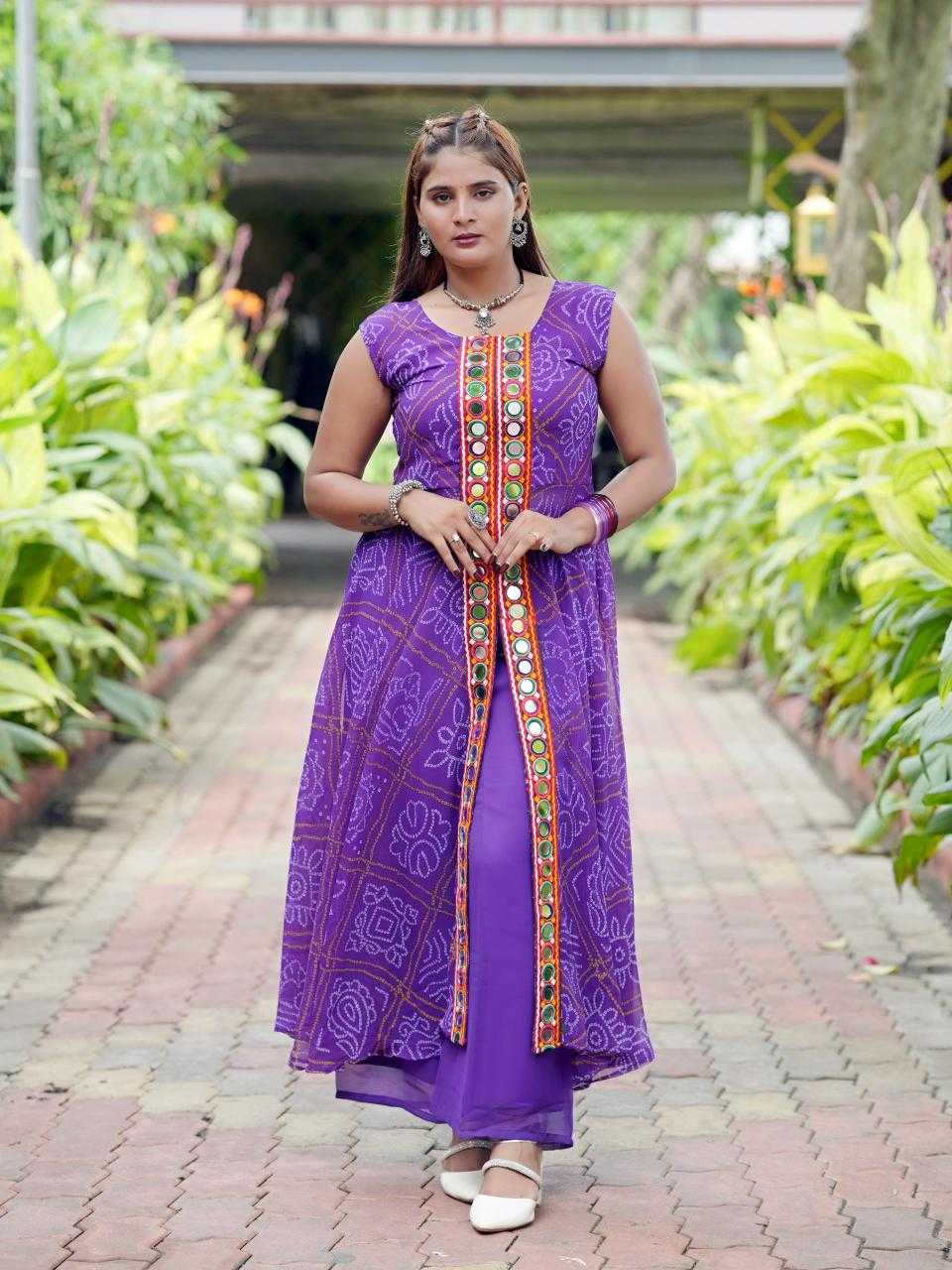 Georgette Printed Suit in Violet