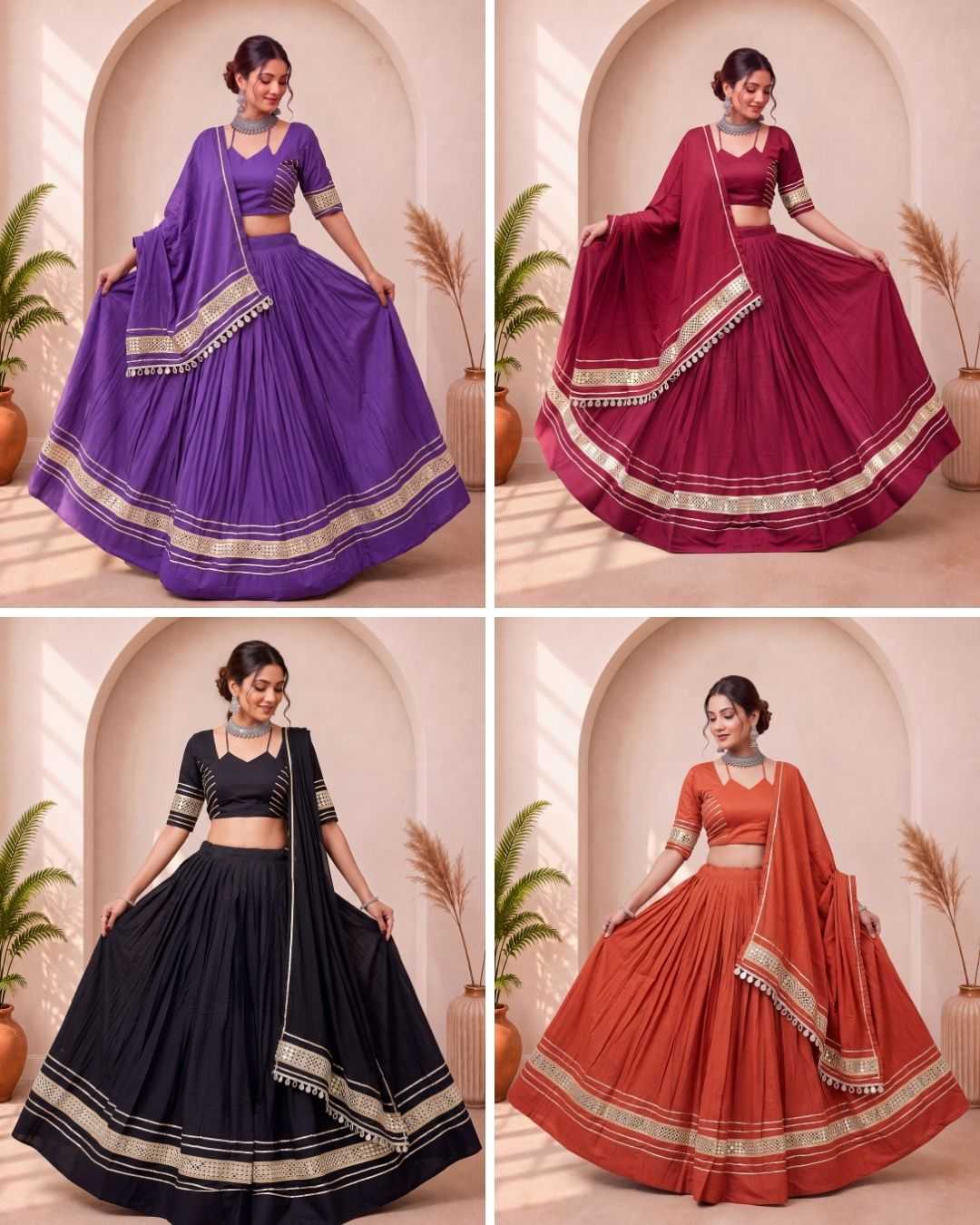 Cotton Mirror Work Lehenga