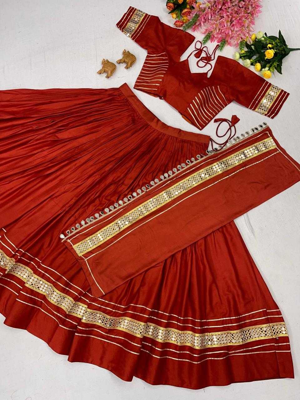 Cotton Mirror Work Lehenga