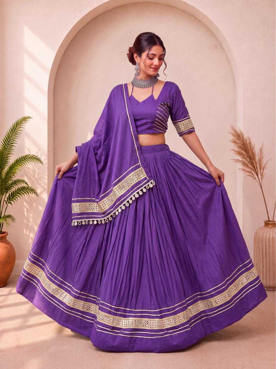 Cotton Mirror Work Lehenga